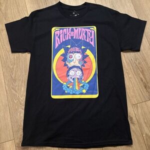 Official Rick And‎ Morty Adult Swim Men's Black Shirt Psychedelic Graphic Medium
